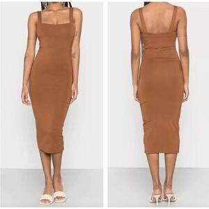 NWT Good American 90s Tank Dress Bodycon Brown Size 3 (L) Minimalist Old Money